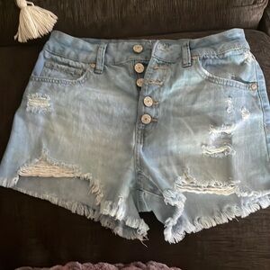 Light blue ripped Jean shorts